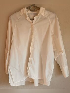 Epoque Evolution White Button Down Long Sleeve Blouse Sz XS Oversized